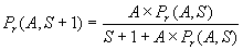 Pr(A,S+1)=(A*Pr(A,S))/(S+1+A*Pr(A,S))